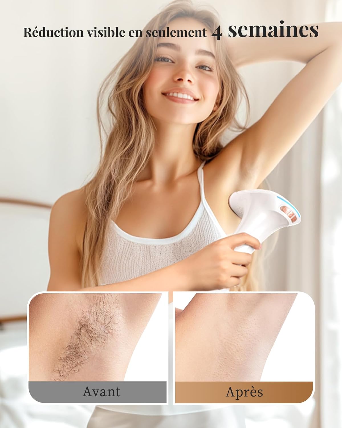 Haarlosy Épilateur Lumière Pulsée de Glace, Épilateur Laser 999,900 Flashs avec 9 Niveaux, IPL Hair Removal Laser 3 Fonctions [HR/SC/RA] pour Femme et Homme, Maillot, Corps, Aisselles